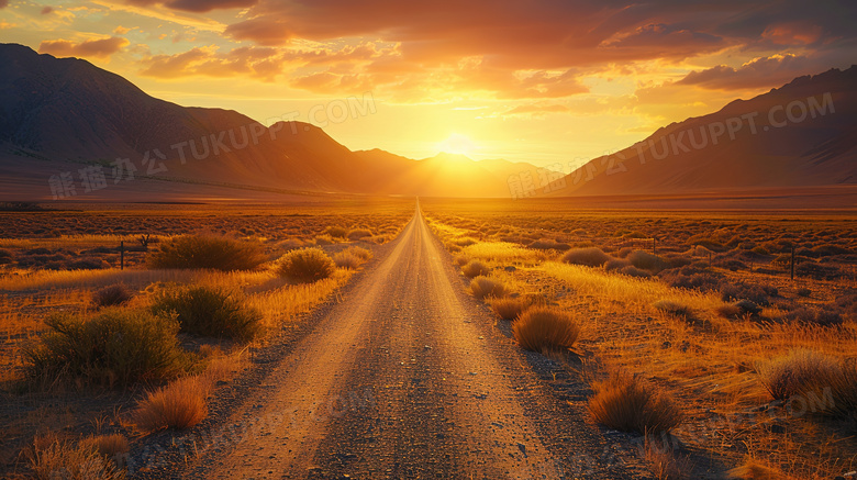沙漠中的公路图片