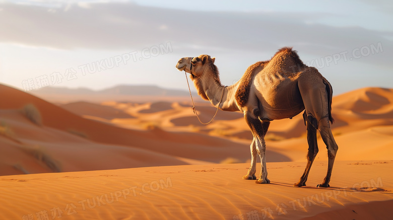 干涸沙漠骆驼特写图片