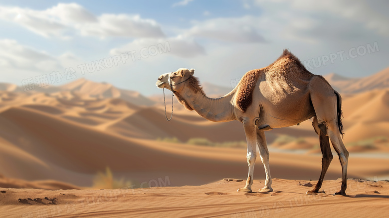 干涸沙漠骆驼特写图片