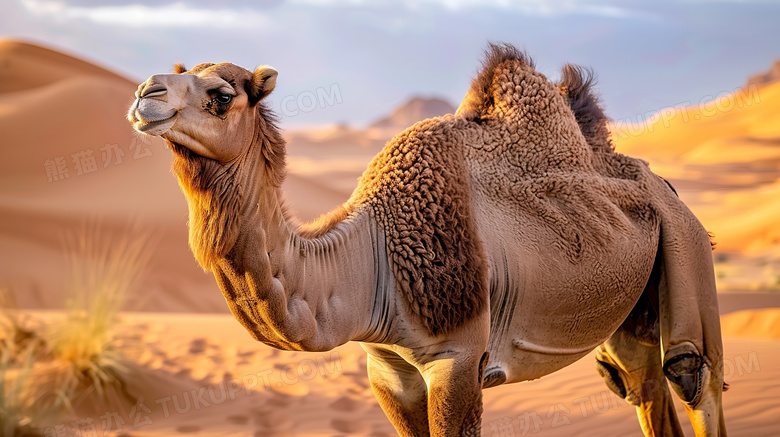 干涸沙漠动物骆驼特写图片