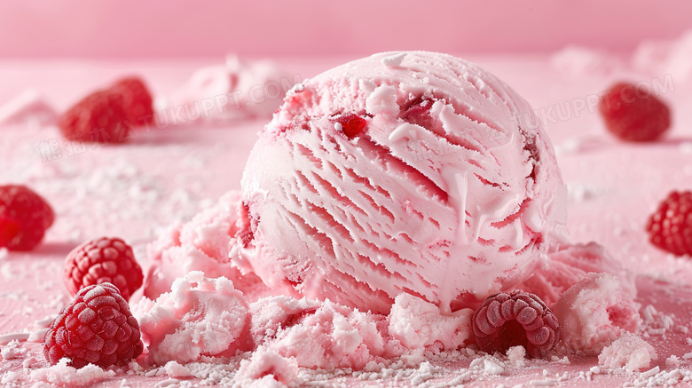 夏季桌面冷饮冰激凌树莓图片