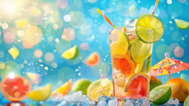 夏季饮品柠檬西柚果汁图片