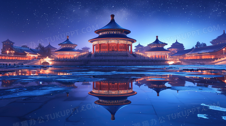 夜晚灯光北京建筑天坛图片