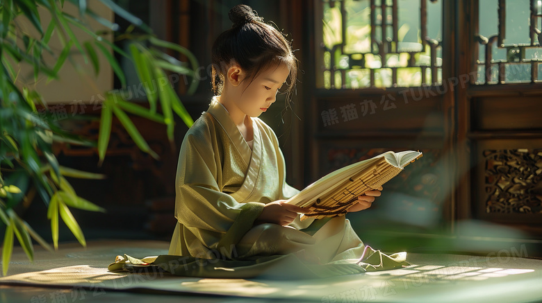 中国孩子看书学习图片