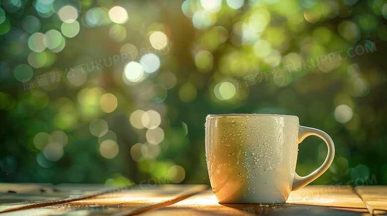 夏天午后阳光照射在茶杯上图片