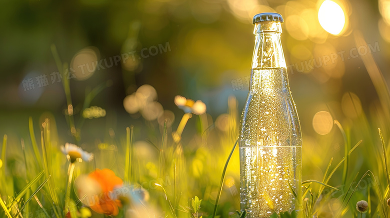 草地上的夏季汽水饮料图片