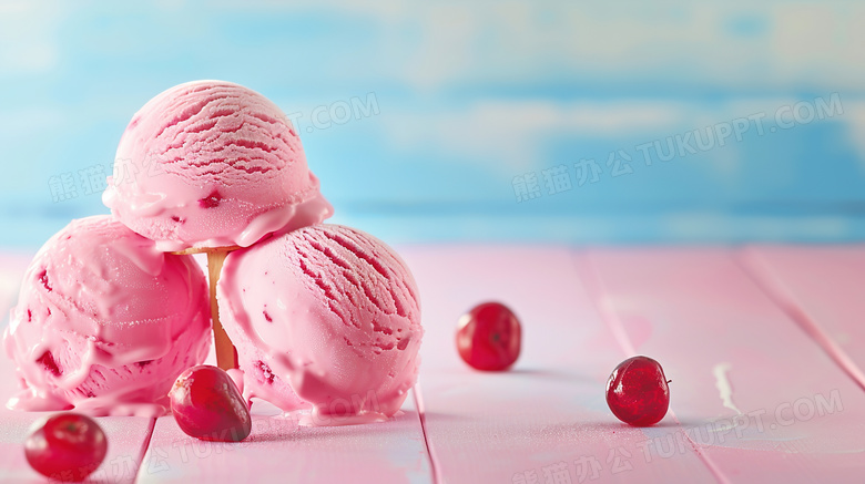 夏季清凉美食圆球冰激凌图片