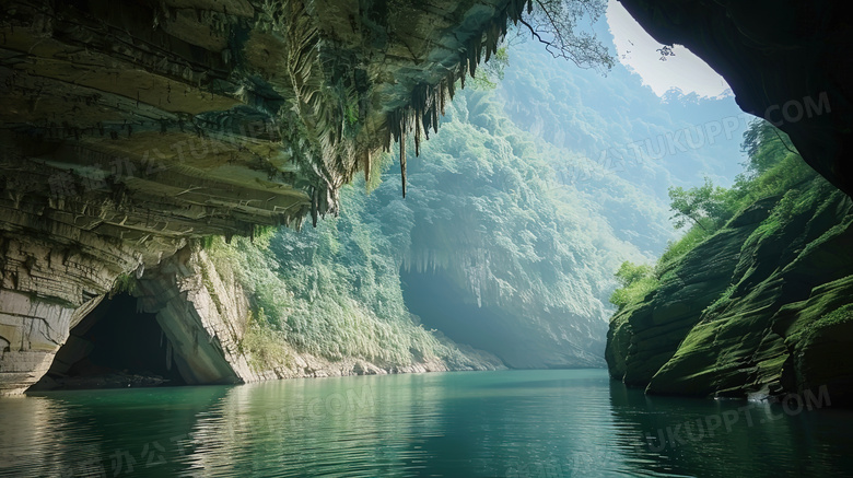 广西喀斯特地貌自然岩洞风景图片