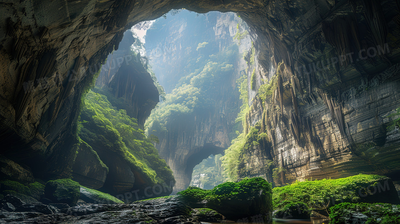 广西喀斯特地貌自然岩洞风景图片