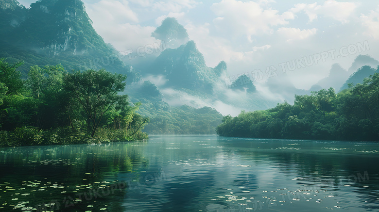 广西喀斯特地貌自然山水风景图片