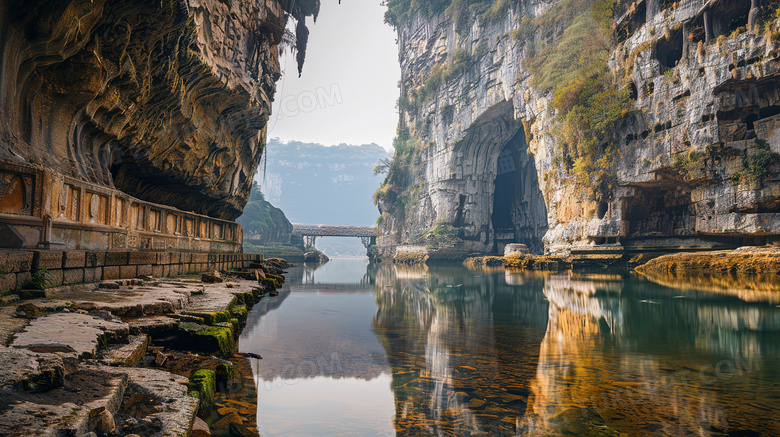 广西喀斯特地貌自然悬崖风景图片