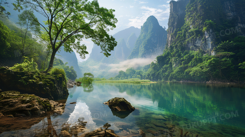 广西喀斯特地貌自然山水风景图片