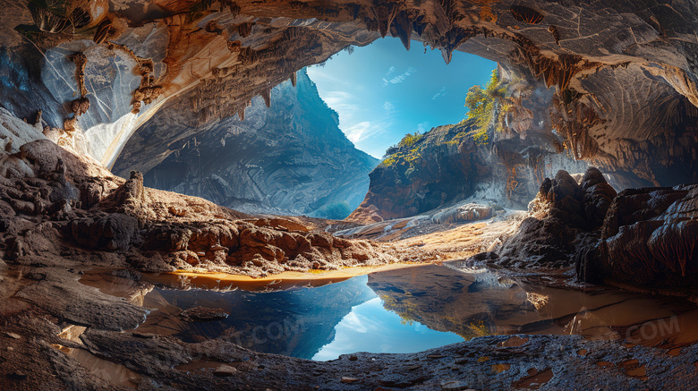 广西喀斯特地貌天然溶洞奇特景观图片