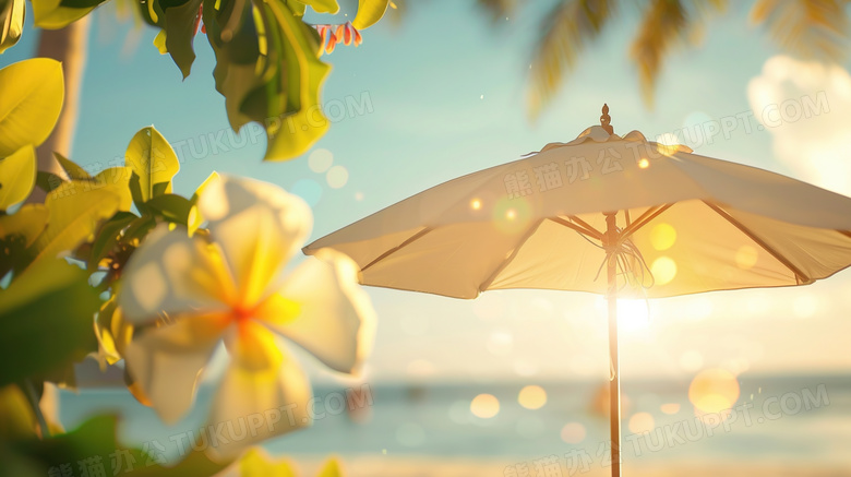 夏季海边沙滩遮阳伞图片