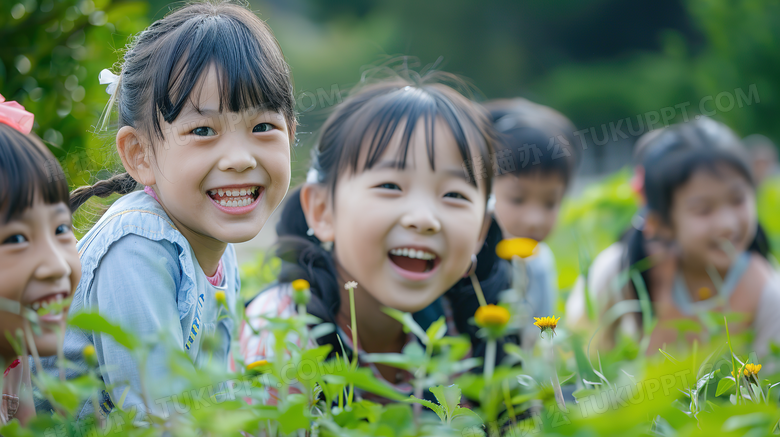 学校春游活动开心玩耍的小朋友图片