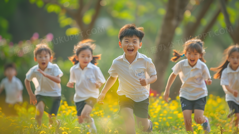 学校春游活动开心玩耍的小朋友图片