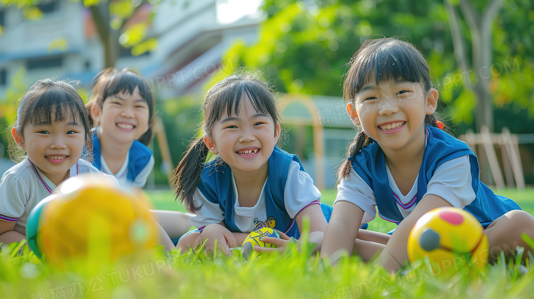 学校体育课开心玩耍的小朋友图片