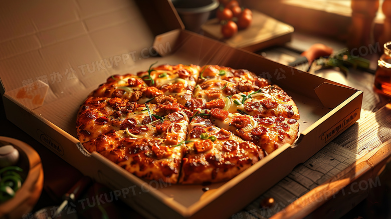 披萨与包装食品图片