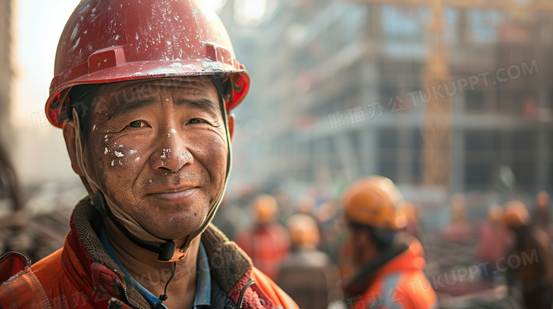 工地建筑工人特写安全生产图片