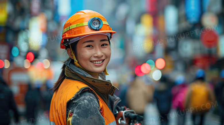 工地女工人农民工安全生产图片