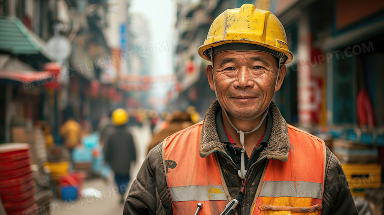 工地建筑工人特写安全生产图片