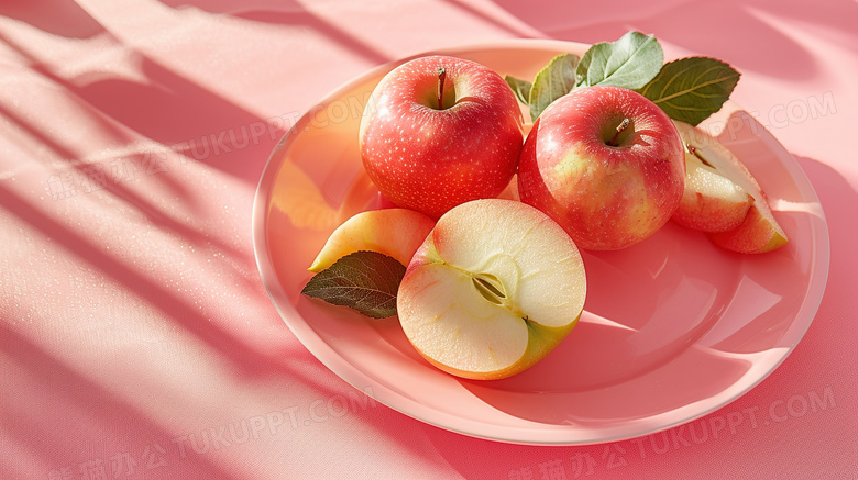 新鲜水果红苹果切片图片