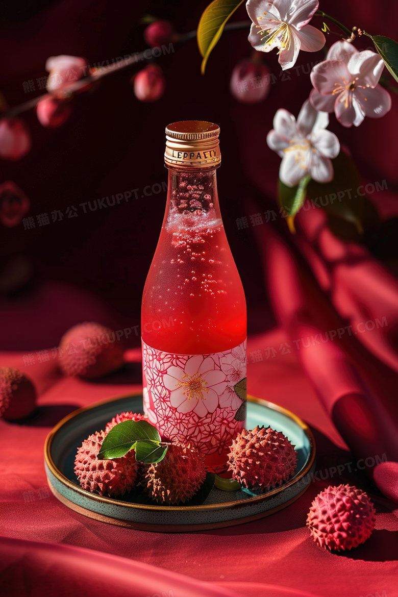 一瓶荔枝果汁水果饮料图片