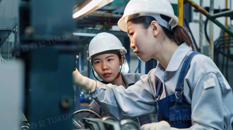 车间安全生产的女性操作工图片