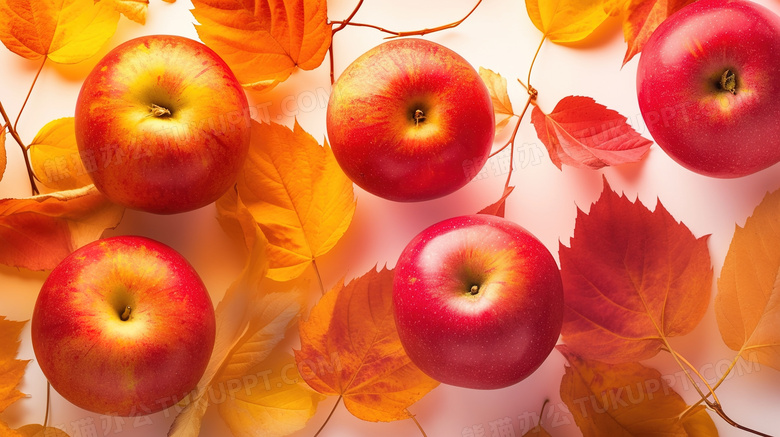 桌面上的红色水果苹果图片