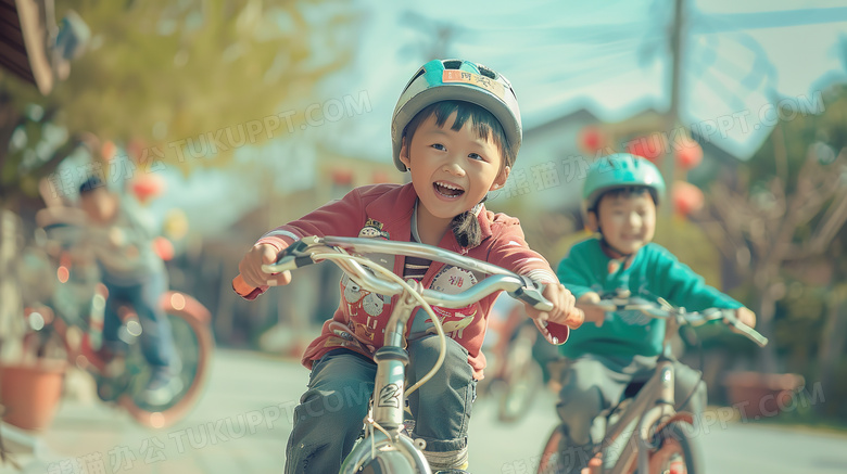 骑自行车的孩子图片