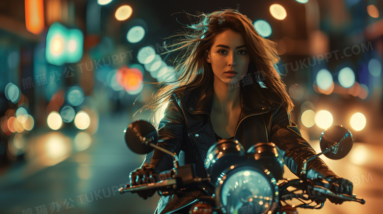 骑摩托车的美女图片