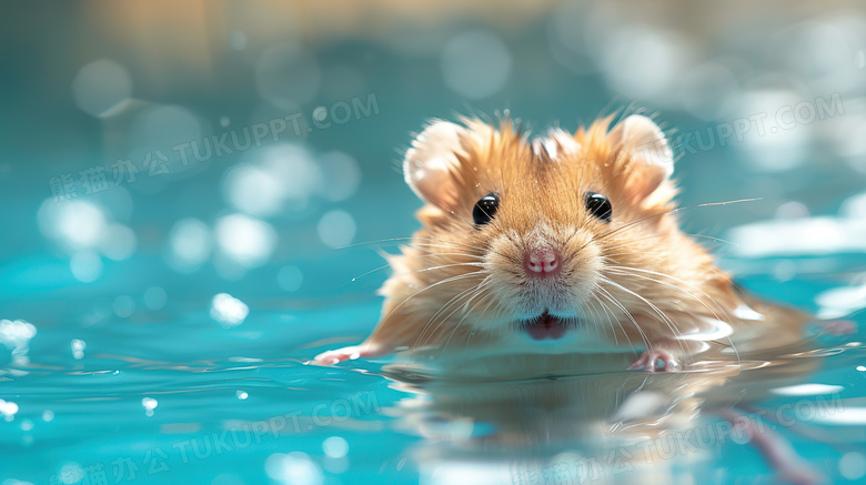 可爱仓鼠游泳宠物图片