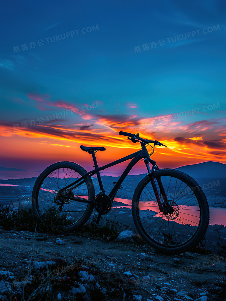 夕阳风景自行车图片
