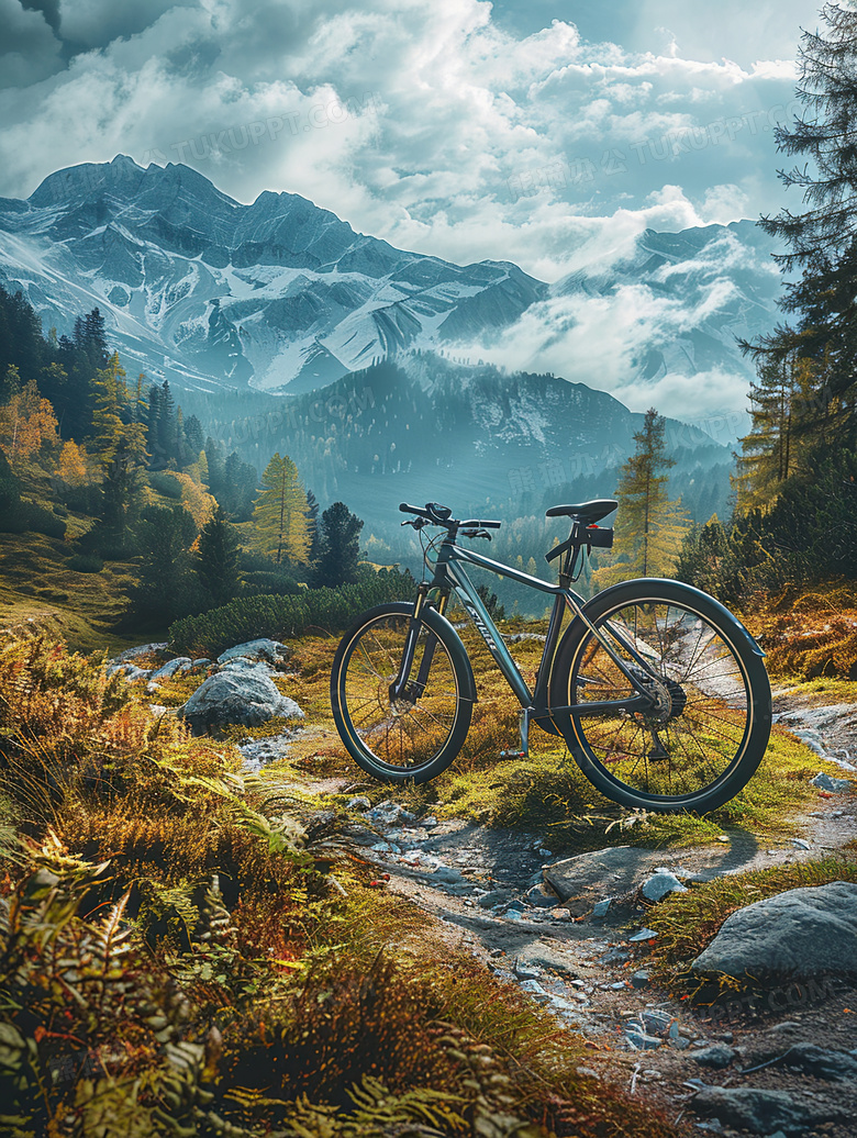 野外的自行车风景图片