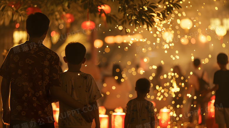 中国节日中秋节街道庆祝唯美高清图片