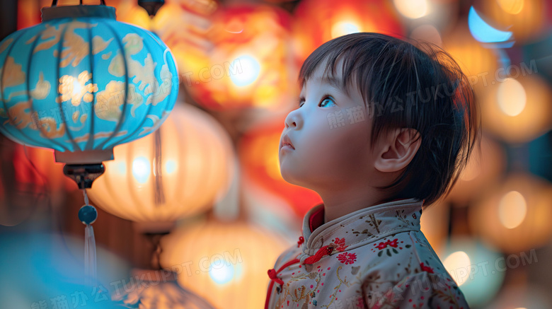 中秋节赏花灯传统节日图片