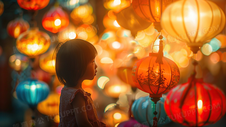 中秋节赏花灯传统节日图片