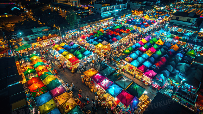 小吃街夜市步行街购物图片