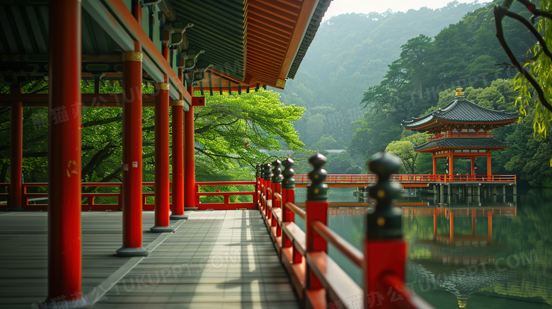 中式建筑自然风景图片