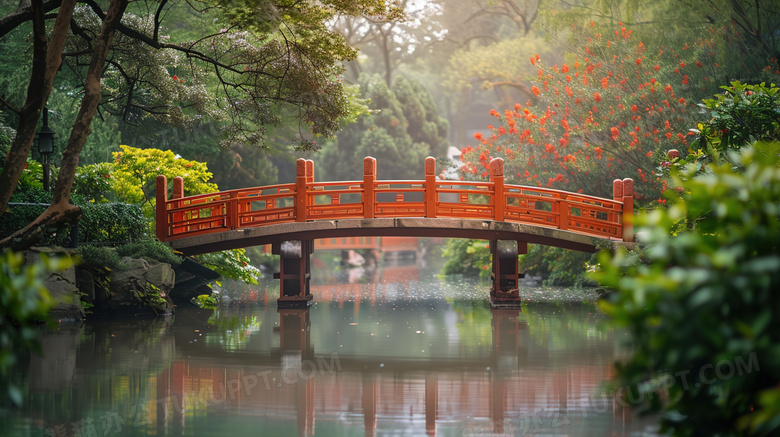 公园拱桥大自然风景图片