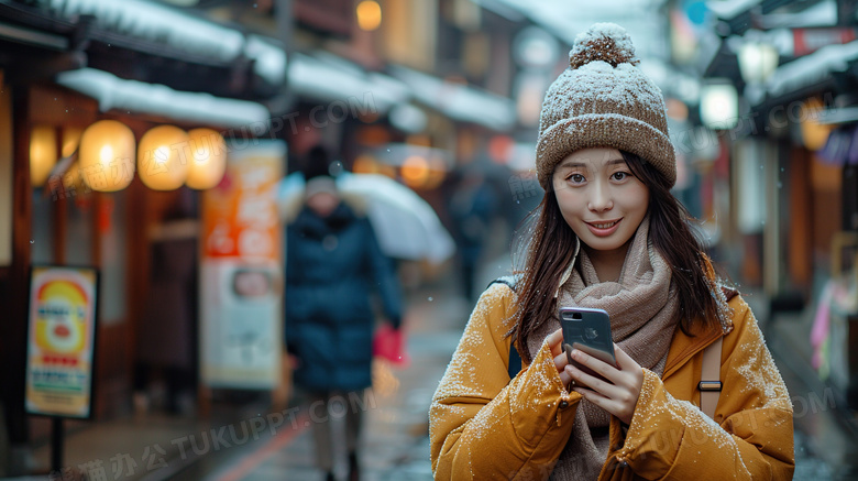 女生人物购物手机线上消费图片