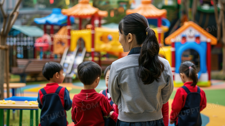 幼儿园老师在和小朋友玩耍的图片