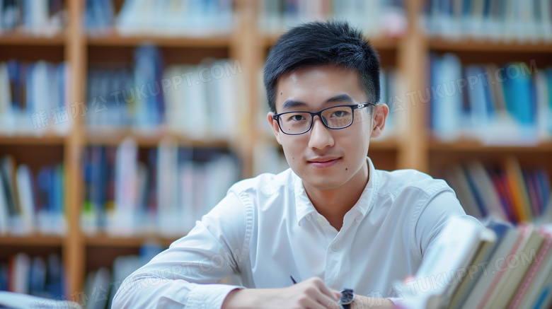 学生在图书馆学习的图片