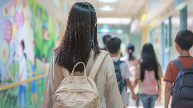 学生放学回家背影的图片