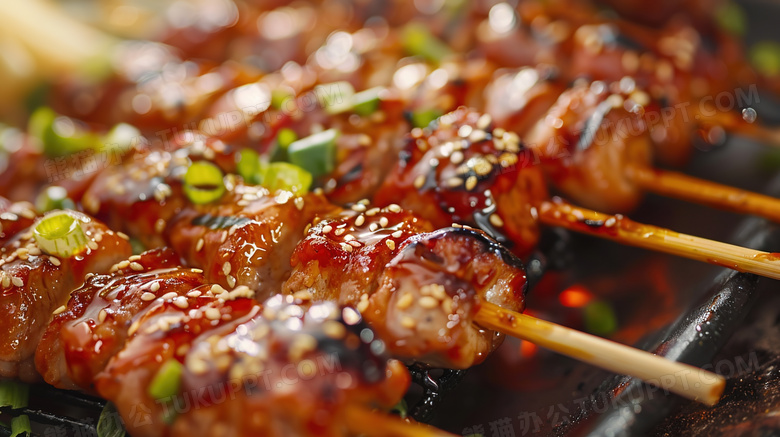 盘中的中餐美食烤肉特写图片