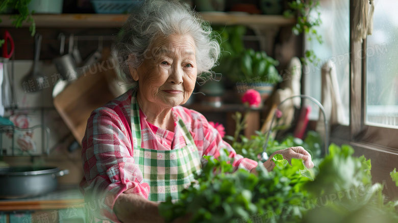 老奶奶做家务做饭老人图片