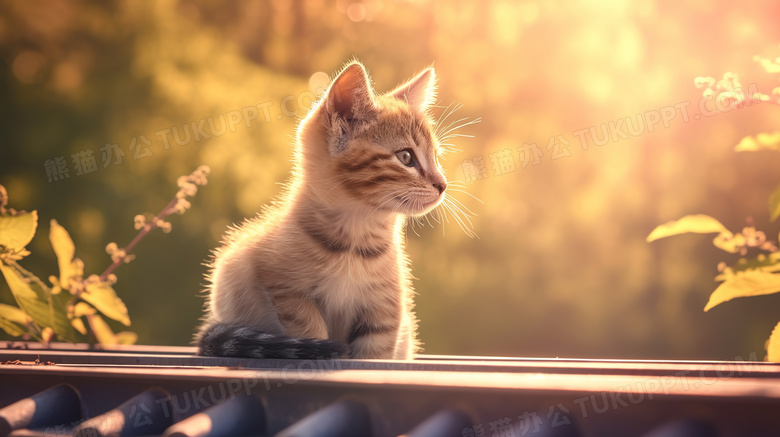 阳光草地可爱宠物猫咪图片