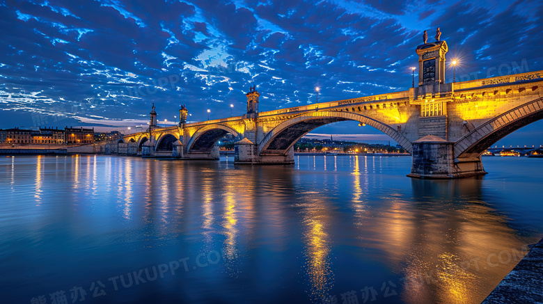 巴黎塞纳河夜景图片