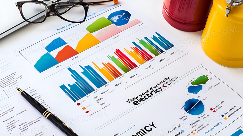 办公图表商务办公场景图片