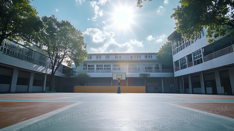 学校篮球场场景图片